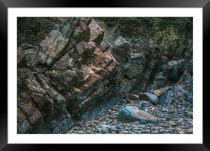 Jagged Rocks Framed Mounted Print by Dave Bell