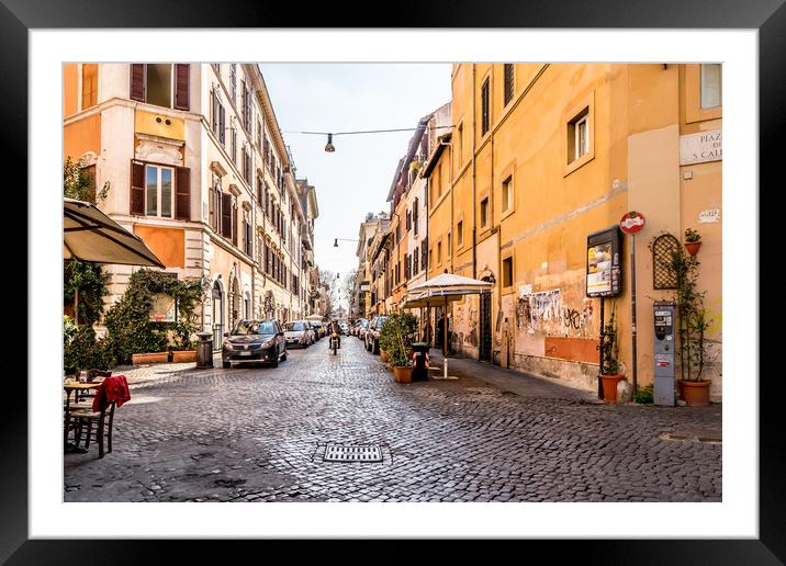 Cobblestone streets of Trastevere  Framed Mounted Print by Naylor's Photography