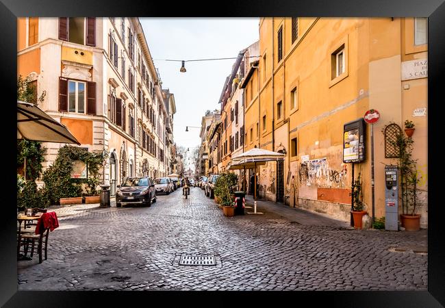 Cobblestone streets of Trastevere  Framed Print by Naylor's Photography