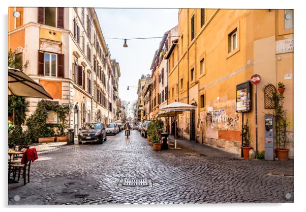 Cobblestone streets of Trastevere  Acrylic by Naylor's Photography