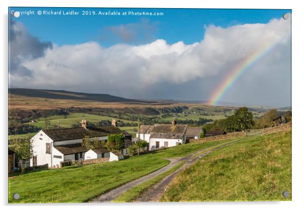 Arla Burn Farm to Holwick and Rainbow, Teesdale Acrylic by Richard Laidler