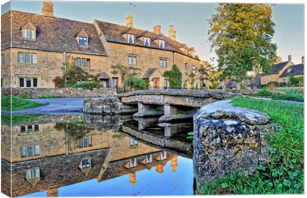Lower Slaughter Ford Reflections Canvas Print by austin APPLEBY
