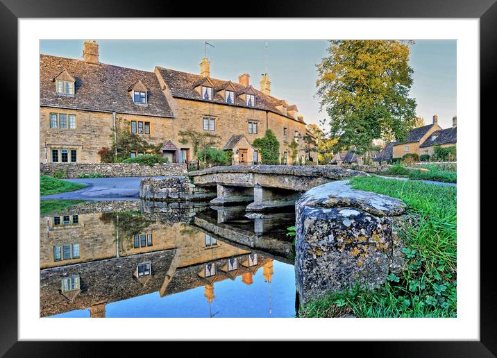 Lower Slaughter Ford Reflections Framed Mounted Print by austin APPLEBY