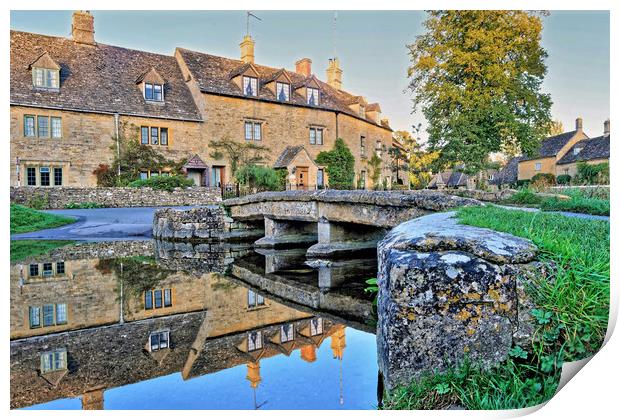 Lower Slaughter Ford Reflections Print by austin APPLEBY