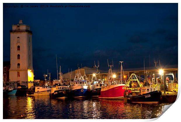 North Shields Fish Quay at Night Print by Jim Jones