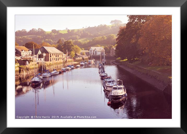 Boats on the River Dart at Totnes Framed Mounted Print by Chris Harris