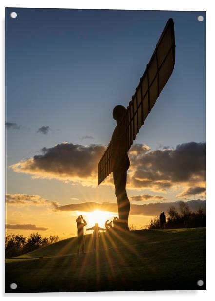 Angel of the North Sunset Acrylic by Paul Appleby