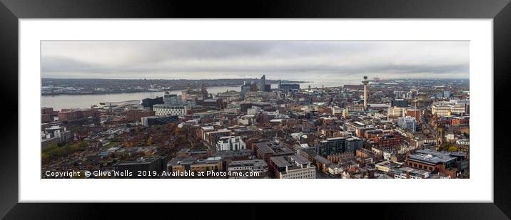 Panorama of Liverpool and the waterfront Framed Mounted Print by Clive Wells