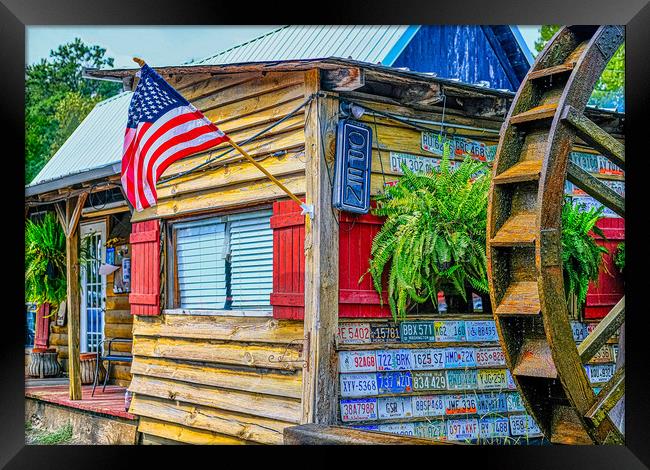Flag Tags and Water Wheel Framed Print by Darryl Brooks