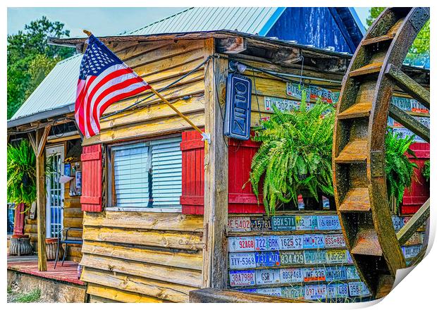 Flag Tags and Water Wheel Print by Darryl Brooks