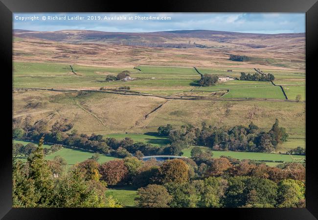 Beckstones Wath Footbridge Teesdale from Bail Hill Framed Print by Richard Laidler