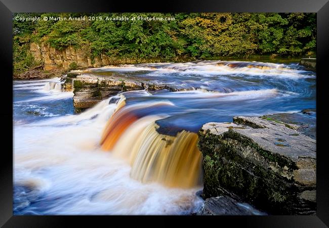 River Swale Waterfall Richmond North Yorkshire Framed Print by Martyn Arnold