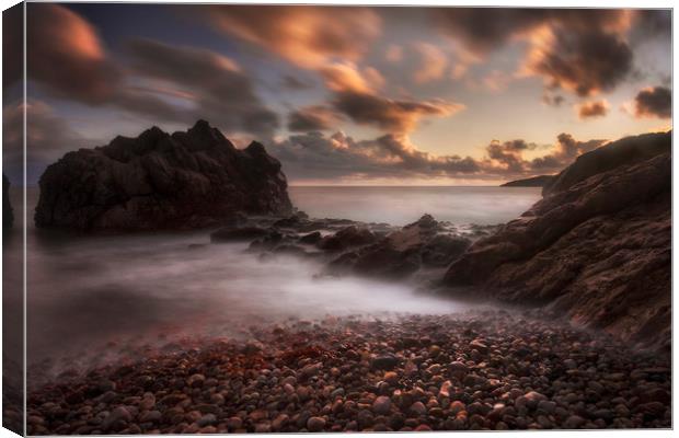 Sunset on Rotherslade Bay Canvas Print by Leighton Collins