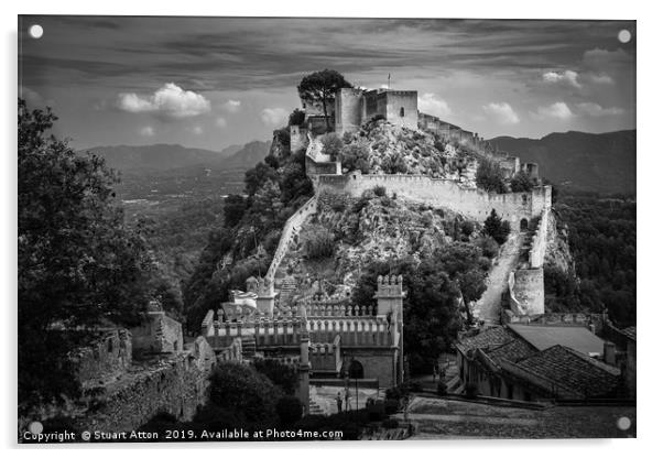 Castles of Xativa, Spain Acrylic by Stuart Atton