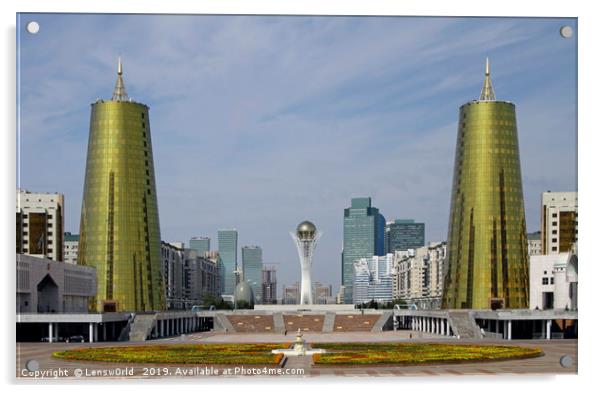 Retro-futuristic skyline of Nur-Sultan Acrylic by Lensw0rld 