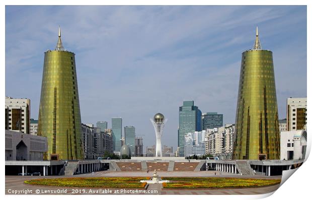 Retro-futuristic skyline of Nur-Sultan Print by Lensw0rld 