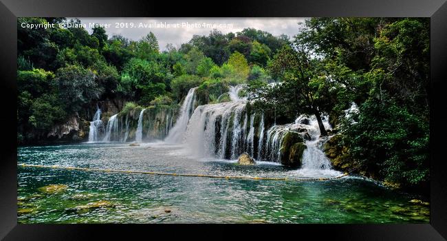 Krka Waterfalls Croatia  Framed Print by Diana Mower