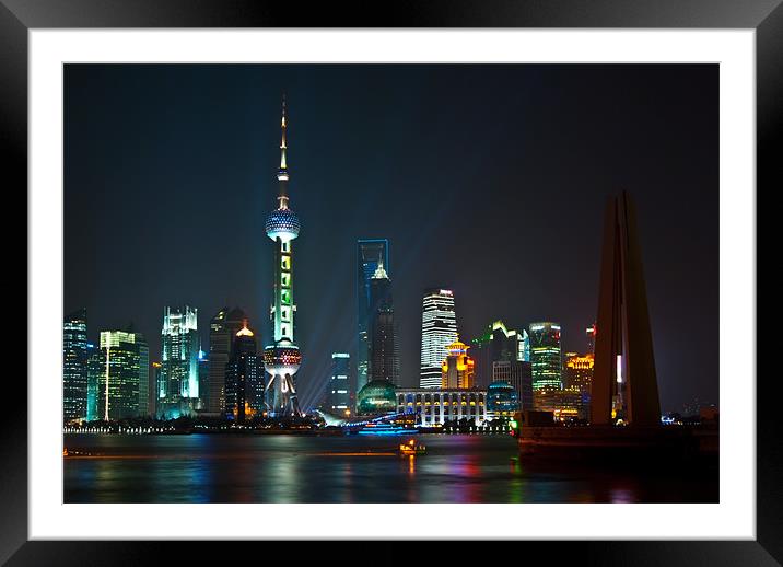 Shanghai with Pearl TV Tower Framed Mounted Print by Thomas Stroehle