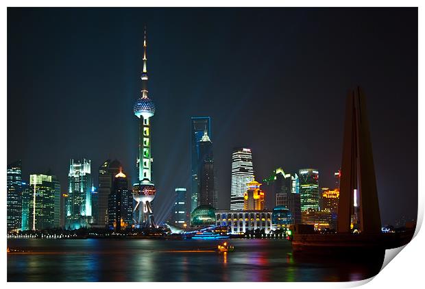 Shanghai with Pearl TV Tower Print by Thomas Stroehle