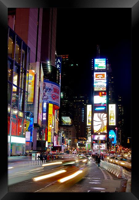 Traffic at Time Square Framed Print by Thomas Stroehle