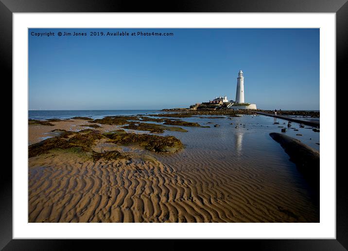 Ripples in the sand at St Mary's Island Framed Mounted Print by Jim Jones