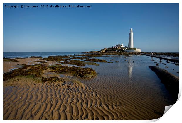 Ripples in the sand at St Mary's Island Print by Jim Jones