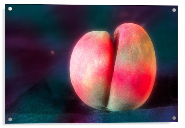 This is pure experimentation: A peach has been us Acrylic by Jose Manuel Espigares Garc