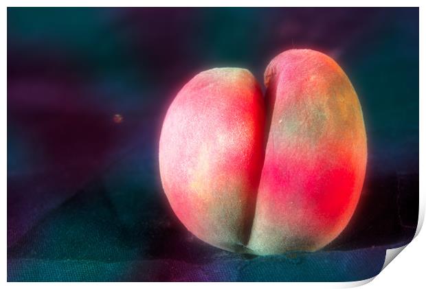 This is pure experimentation: A peach has been us Print by Jose Manuel Espigares Garc