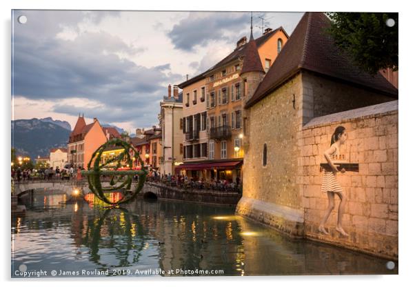 Old town, Annecy, France Acrylic by James Rowland