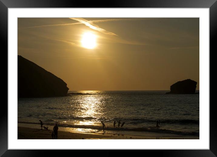 Portreath Beach Cornwall Framed Mounted Print by sharon revell