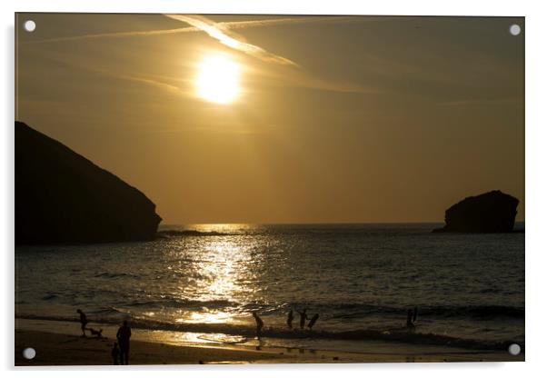 Portreath Beach Cornwall Acrylic by sharon revell