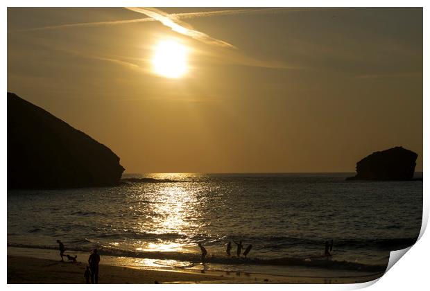 Portreath Beach Cornwall Print by sharon revell