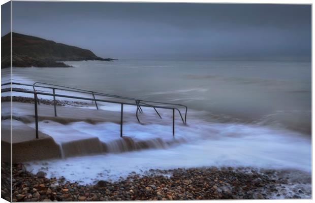A grey morning at Langland Bay. Canvas Print by Leighton Collins