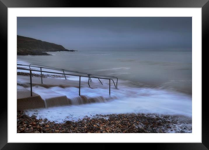 A grey morning at Langland Bay. Framed Mounted Print by Leighton Collins