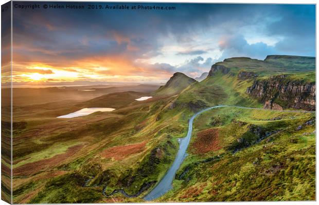 Stunning sunrise over the Quiraing Canvas Print by Helen Hotson