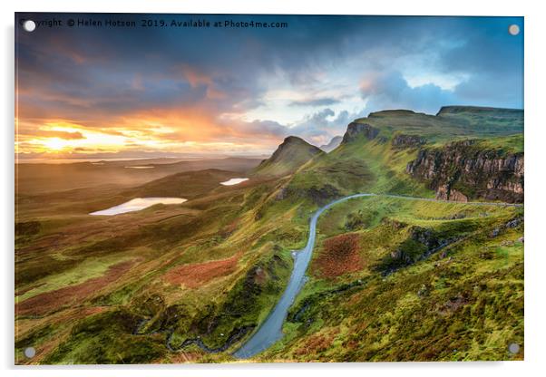 Stunning sunrise over the Quiraing Acrylic by Helen Hotson
