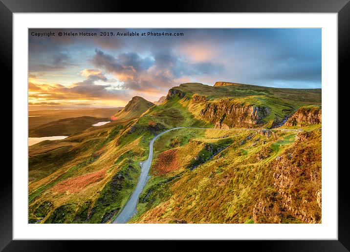 Dramatic sunrise sky over the Quiraing  Framed Mounted Print by Helen Hotson