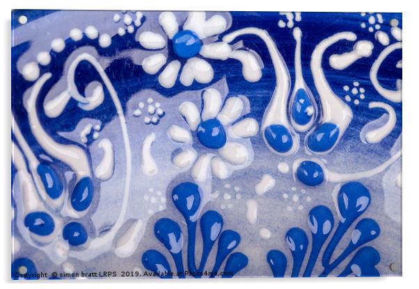Glazed pot ceramic pattern close up Acrylic by Simon Bratt LRPS