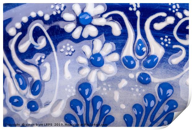 Glazed pot ceramic pattern close up Print by Simon Bratt LRPS