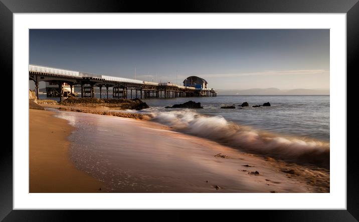 Wave breaking on Mumbles Beach Framed Mounted Print by Leighton Collins
