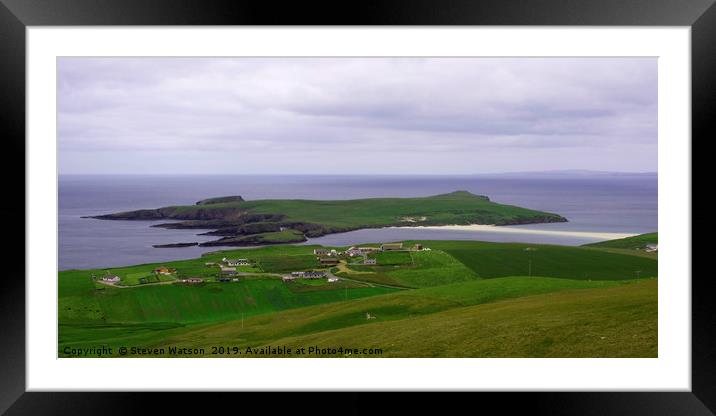 Scousburgh and St. Ninian's Isle Framed Mounted Print by Steven Watson