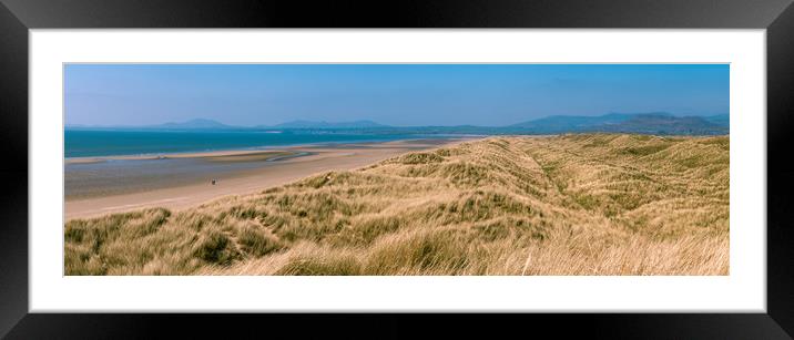 Harlech Beach and Dunes Panorama, Snowdonia Framed Mounted Print by Ben Dale