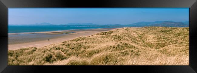 Harlech Beach and Dunes Panorama, Snowdonia Framed Print by Ben Dale