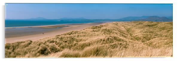 Harlech Beach and Dunes Panorama, Snowdonia Acrylic by Ben Dale