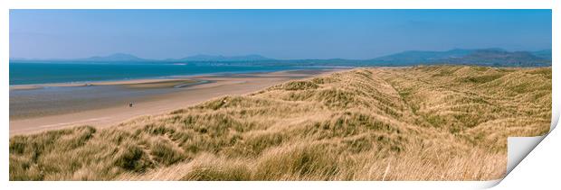 Harlech Beach and Dunes Panorama, Snowdonia Print by Ben Dale