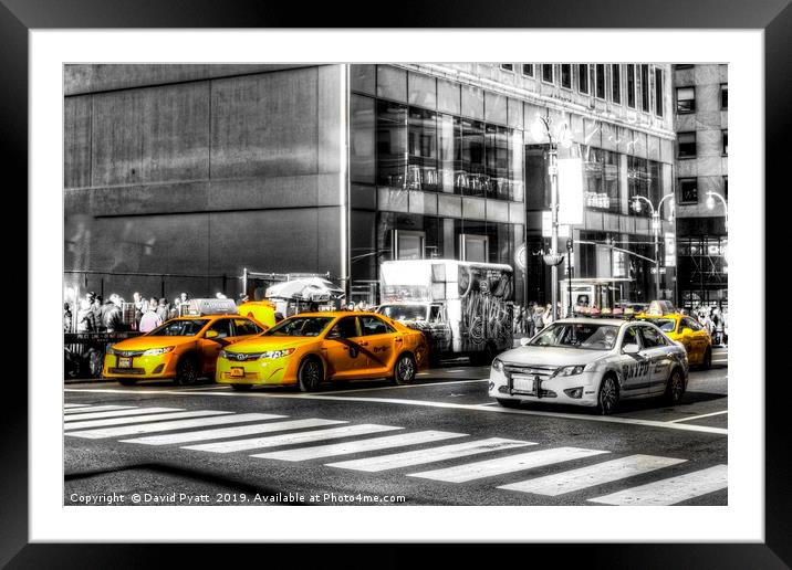 New York Taxis  Framed Mounted Print by David Pyatt
