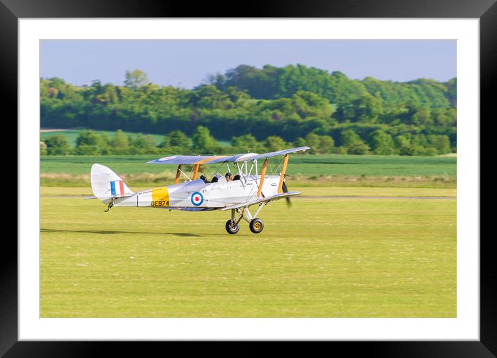 Tiger Moth Landing Framed Mounted Print by Ben Dale