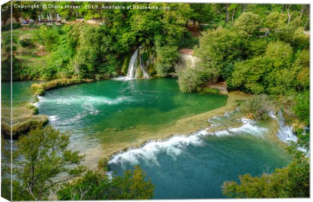  Krka Waterfalls and Rapids  Canvas Print by Diana Mower