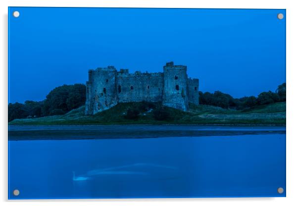 Blue Hour At Carew Castle Acrylic by Steve Purnell
