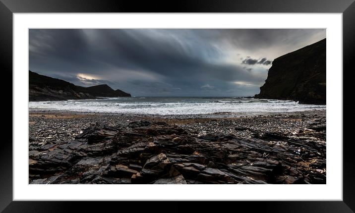 Crackington Haven, Cornwall, Panorma. Framed Mounted Print by Maggie McCall